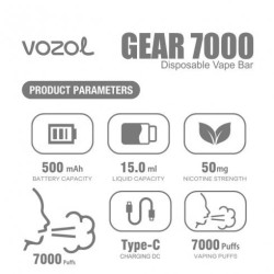 Vozol Gear 7000 Disposable Peach Mango Smoothie